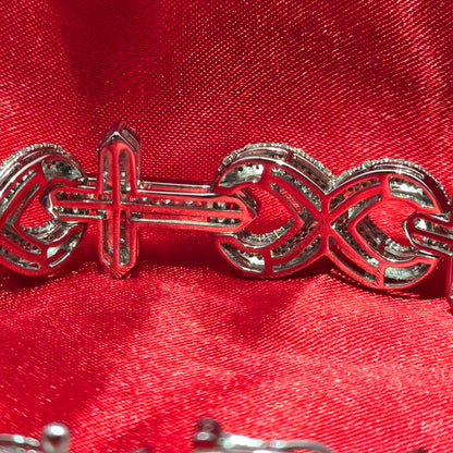 10k White Gold Diamond Infinity Link Mixed Cross Bracelet 5.17 ctw