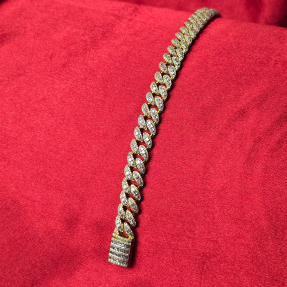 10k Yellow Gold Baguette Diamond Cuban Link Bracelet