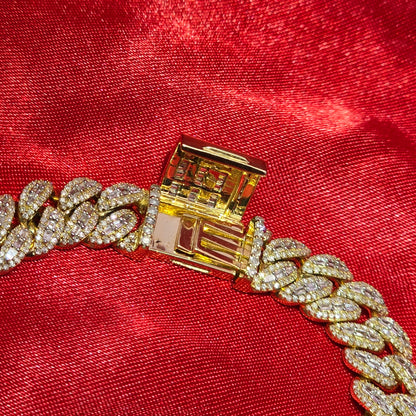10k Yellow Gold Baguette Diamond Cuban Link Bracelet