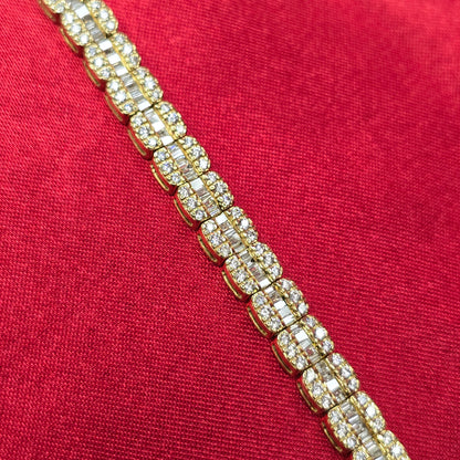 10k Yellow Gold Diamond Baguette Bracelet 3.59ctw