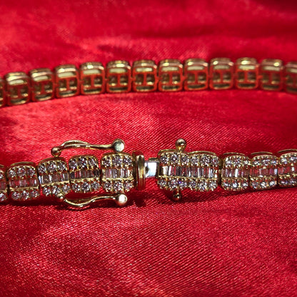 10k Yellow Gold Diamond Baguette Bracelet 3.59ctw