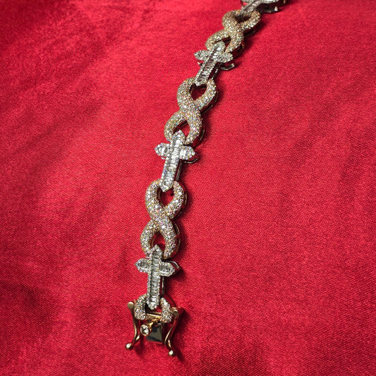 10k White Rose Gold Diamond Infinity Link Mixed Cross Bracelet 5.71 ctw