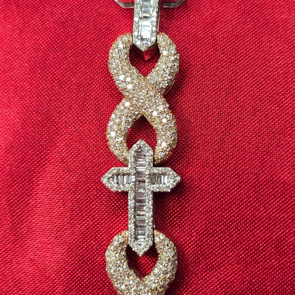 10k White Rose Gold Diamond Infinity Link Mixed Cross Bracelet 5.71 ctw
