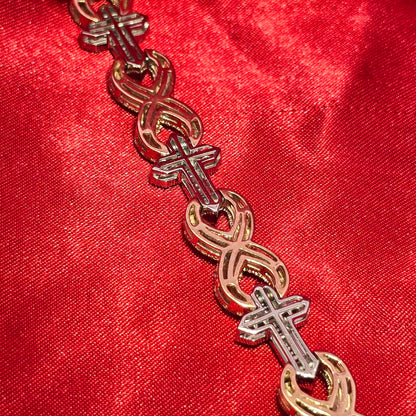 10k White Rose Gold Diamond Infinity Link Mixed Cross Bracelet 5.71 ctw