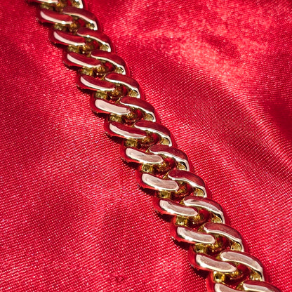 10k Yellow Gold Baguette Diamond Cuban Link Bracelet