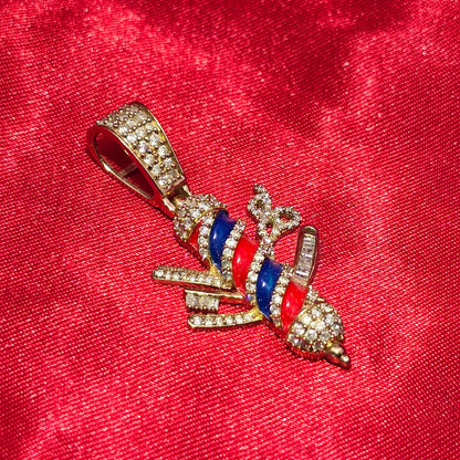 Barber Pole Pendant 0.50 ctw Diamond 10K Yellow Gold