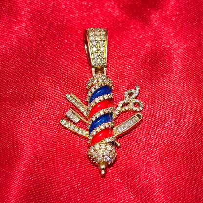 Barber Pole Pendant 0.50 ctw Diamond 10K Yellow Gold