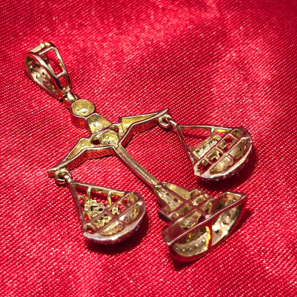 Scales of Justice Greek Pendant 0.75 ctw Diamond 10K Yellow Gold