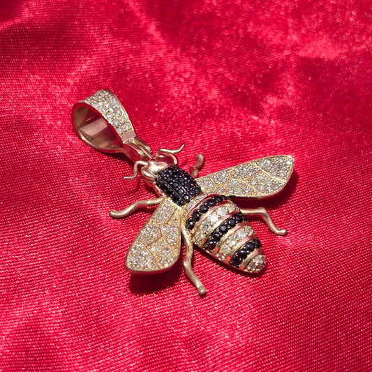 Iced Bee Pendant 1.25 ctw Diamond 10K Yellow Gold