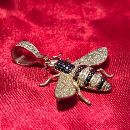 Helloice Iced Bee Pendant 1.25 ctw Diamond 10K Yellow Gold