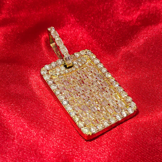 Baguette Tag Diamond Pendant 7 ct. 10K Yellow Gold