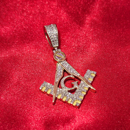 10k Yellow Gold Diamond Masonic Pendant 3/8 ctw