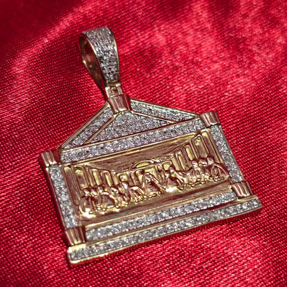 Last Supper Jesus Pendant 0.39 ctw Diamond 10K Yellow Gold