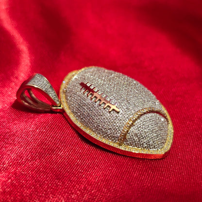 Football Sports Pendant 1.50 ctw Diamond 10K Yellow Gold
