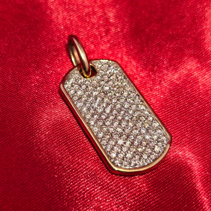 Dog Tag Pendant 2.00 ctw Diamond 10K Yellow Gold