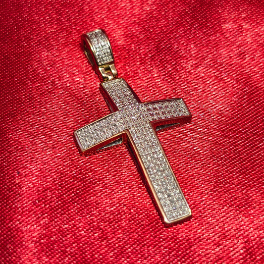 Round Cut Cross Pendant 0.25 ctw Diamond 10K Yellow Gold