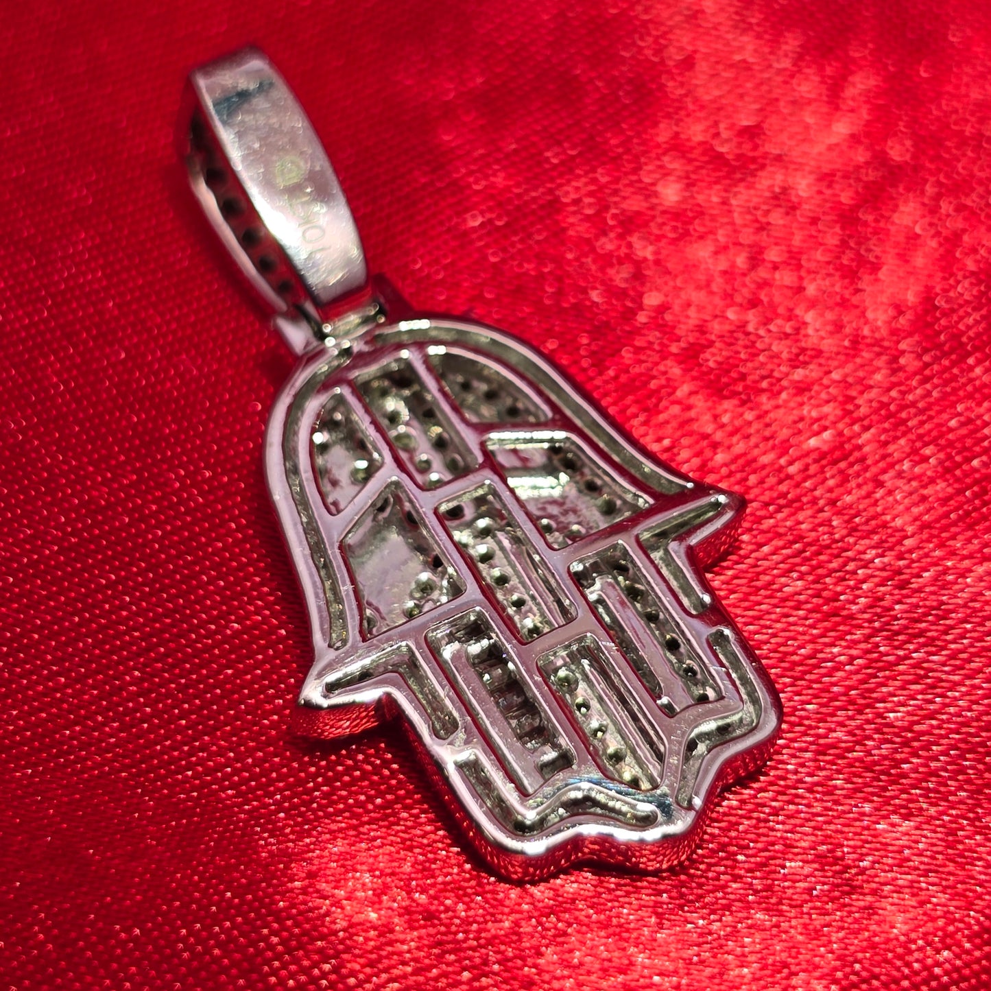 Hamsa Hand Gift Pendant 1.0 Ct. Diamond 10K White Gold
