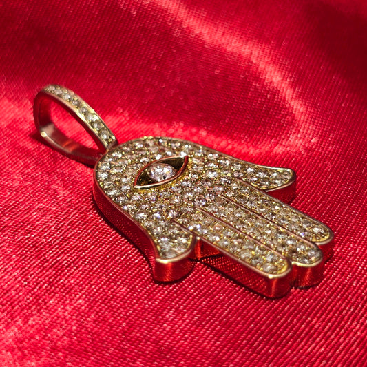 Enlightened Hamsa Pendant 1.45 ctw Diamond 10K Yellow Gold
