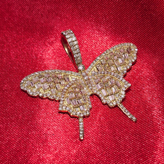 Elegant Butterfly Pendant 2.25 Ct. Diamond 10K Yellow Gold