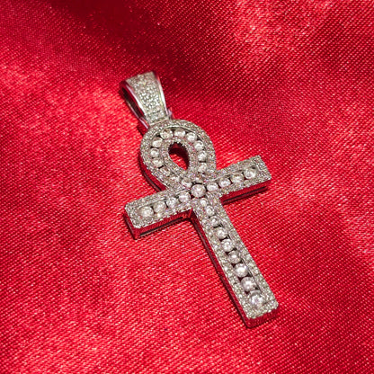 Ankh Cross Pendant 1.00 ctw Diamond 10K White Gold