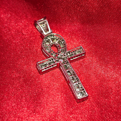 Ankh Cross Pendant 1.00 ctw Diamond 10K White Gold