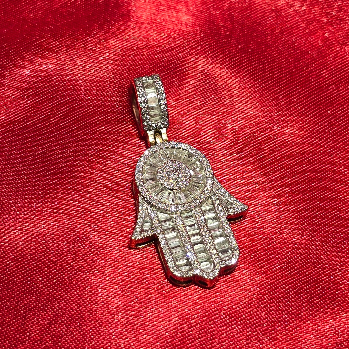 Hamsa Hand Pendant 0.75 Ct. Diamond 10K Yellow Gold