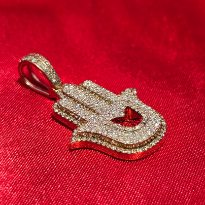 Hand of Fatima Hamsa Amulet Pendant 7.14 ctw Diamond 10K Yellow Gold