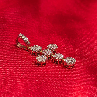 Illusion Set Cross Pendant 0.35 Ct. Diamond 10K Yellow Gold