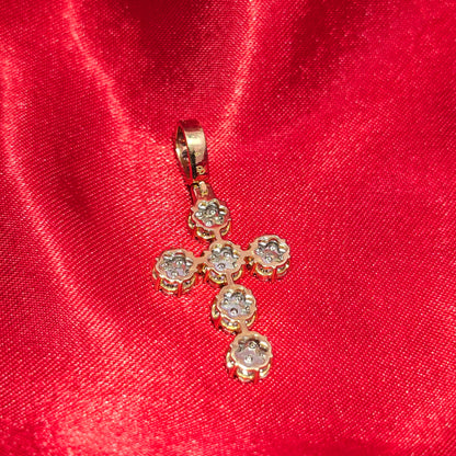 Illusion Set Cross Pendant 0.35 Ct. Diamond 10K Yellow Gold