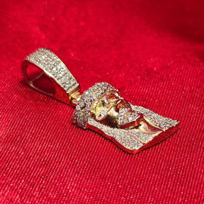 Jesus Face Pendant 0.5 Ct. Diamond 10K Yellow Gold