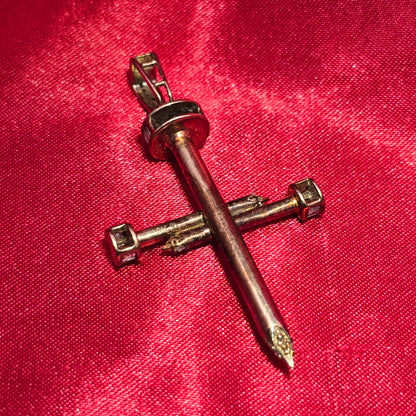 Nail Cross Pendant 1.50 ctw Diamond 10K Yellow Gold