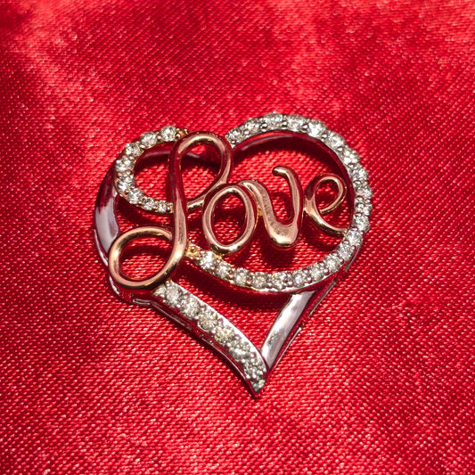 Love Heart Pendant 0.56 ctw Diamond 10K Yellow Gold