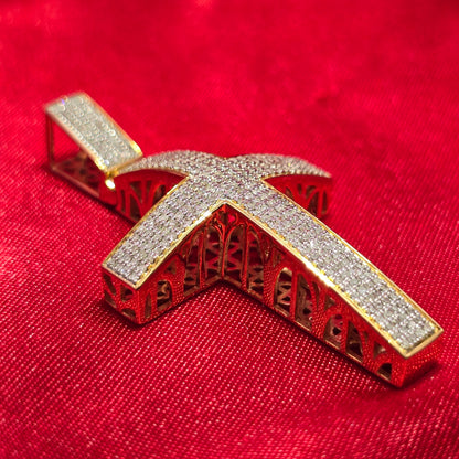 Micro Pave Cross Pendant 0.6 Ct. 10K Yellow Gold
