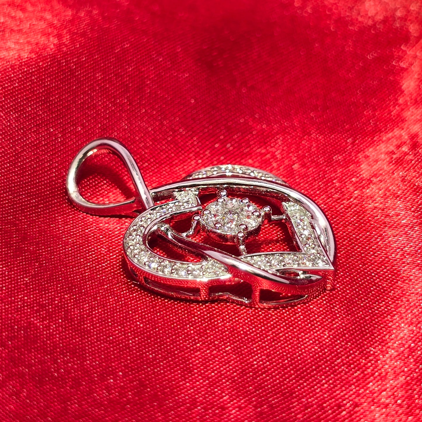 Elegant Heart Pendant 0.67 Ct. Diamond 10K White Gold