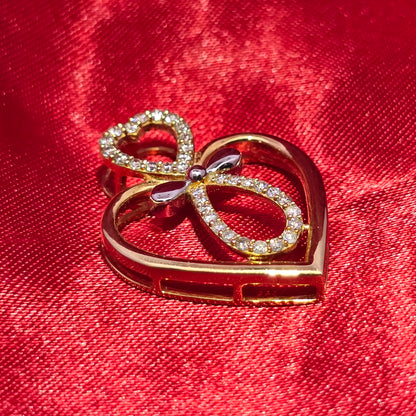 Ladies Heart with Infinity Pendant with 0.27 ctw Diamonds and Box Chain 10K Gold