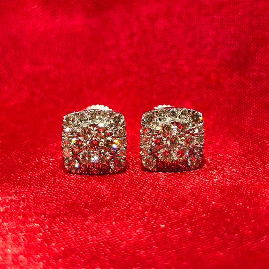 Square Earrings 0.63 ctw Diamond 10K White Gold