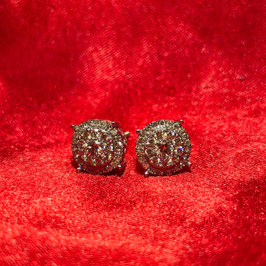 Round Earrings 0.63 ctw Diamond 14K White Gold