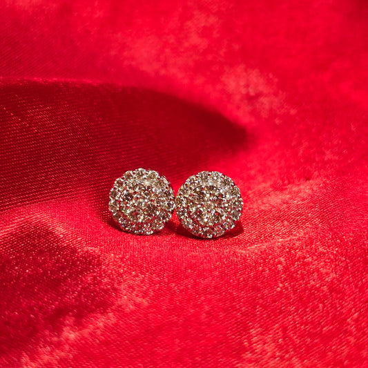 Round Earrings 0.88 ctw Diamond 14K White Gold
