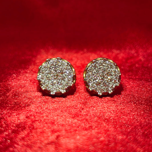 Round Earrings 0.50 ctw Diamond 10K Yellow Gold