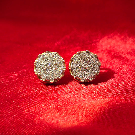 Round Earrings 0.75 ctw Diamond 10K Yellow Gold
