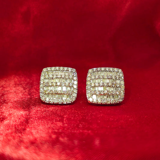 Square Earrings 2.00 ctw Diamond 10K Yellow Gold