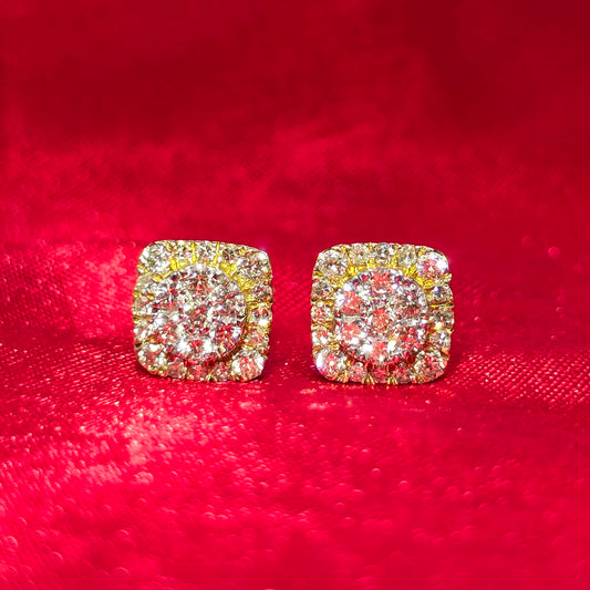 Square Earrings 0.63 ctw Diamond 10K Yellow Gold