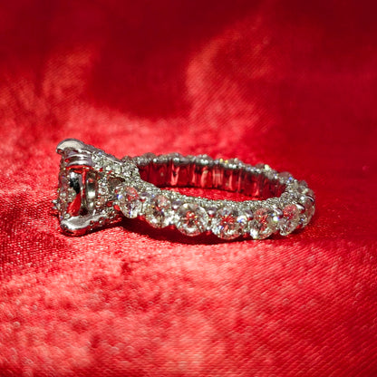 Eternity Flower Engagement Ring 4.0 ctw Diamond 14K White Gold
