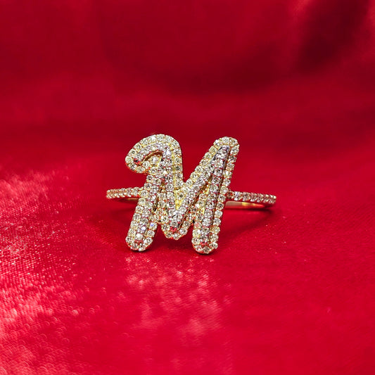 "M" Initial Ring 0.36 ctw Diamond 10K Yellow Gold