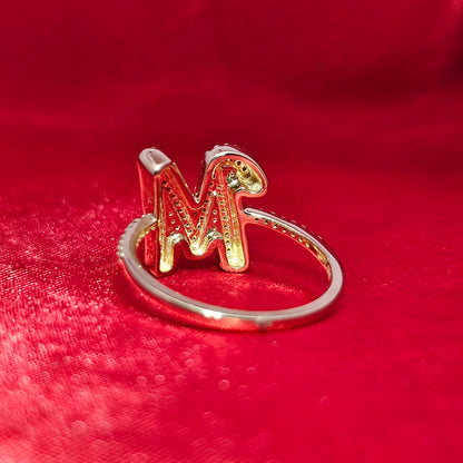 "M" Initial Ring 0.36 ctw Diamond 10K Yellow Gold