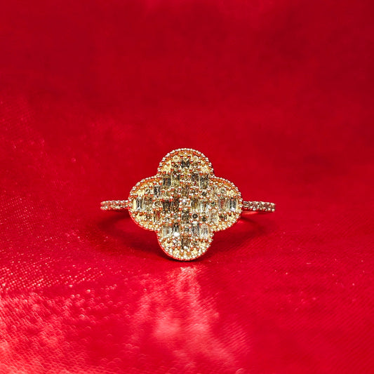 Vintage Alhambra Ring 0.65 ctw Diamond 10K Yellow Gold