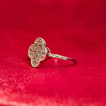 Vintage Alhambra Ring 0.65 ctw Diamond 10K Yellow Gold