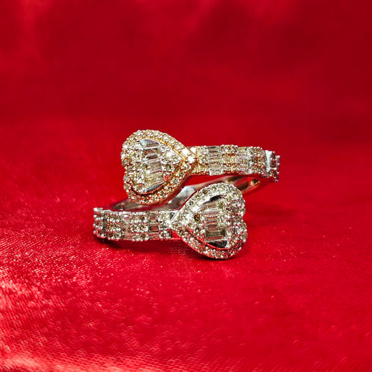 Two-Tone Heart Ring 1.50 ctw Diamond 10K White Gold