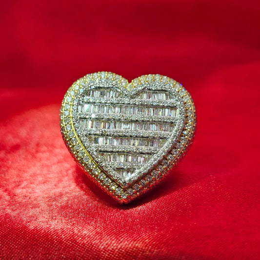 Baguette Heart Ring 4.00 ctw Diamond 10K Yellow Gold