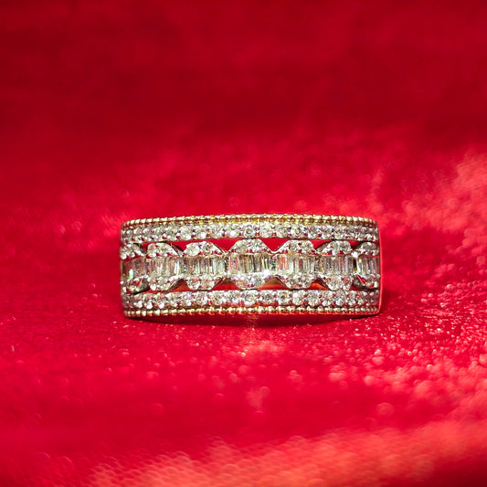 Round Baguette Ring 0.50 ctw Diamond 10K Yellow Gold